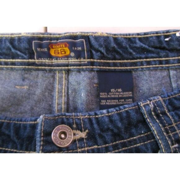 Vtg Route 66 Dark Wash Blue Denim Capri Jeans 15/16 Baggy High Rise Indie Y2K - Picture 4 of 6